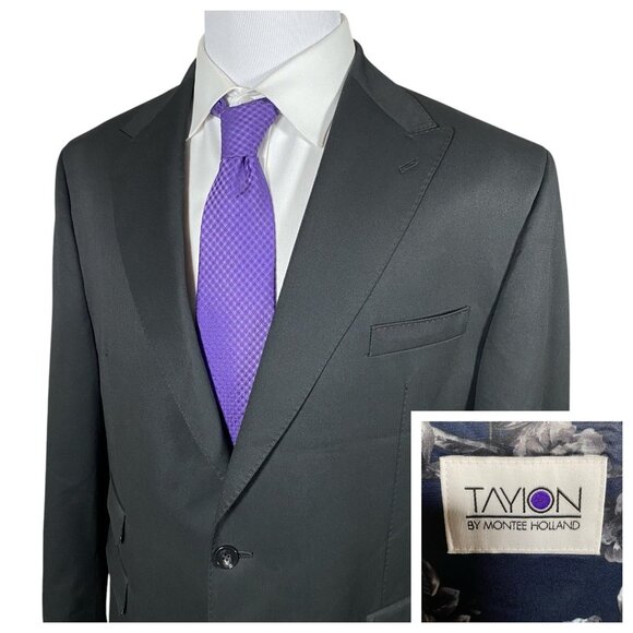 Tayion by Montee Holland Sport Coat 46R Single Breasted Peak Lapel Ticket Pocket